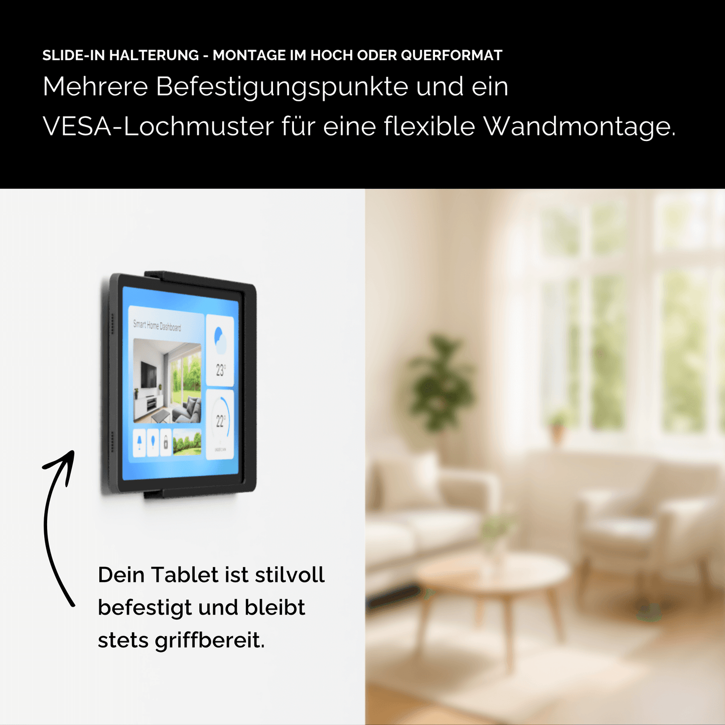 Tablet Wandhalterung für Apple iPad mini Tablets Slide-In Halterung