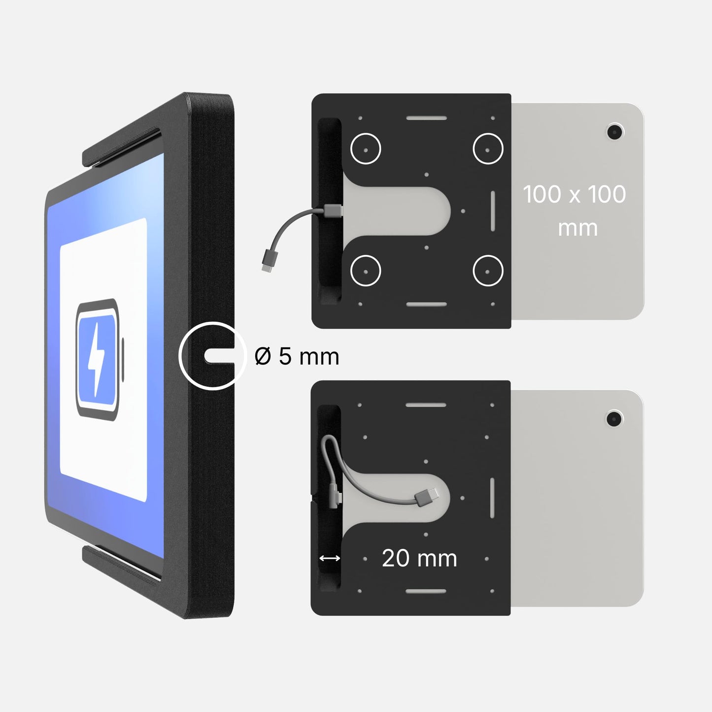 Tablet Wandhalterung für Xiaomi Redmi Pad Tablets Slide-In, Produktbild 5, Schwarz