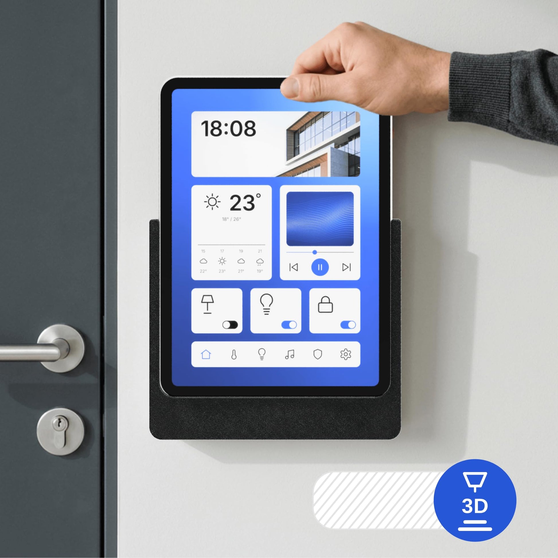 Tablet Wandhalterung für Xiaomi Redmi Pad Tablets Slide-In, Produktbild 3, Schwarz